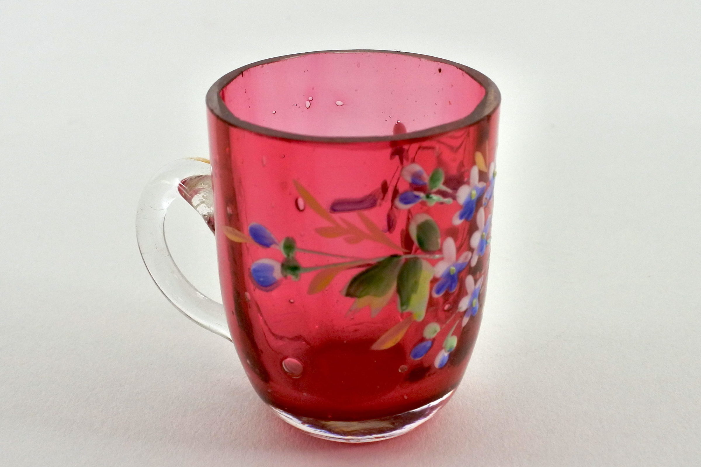 Bicchierino con manico in vetro rosso soffiato e smalti - 3