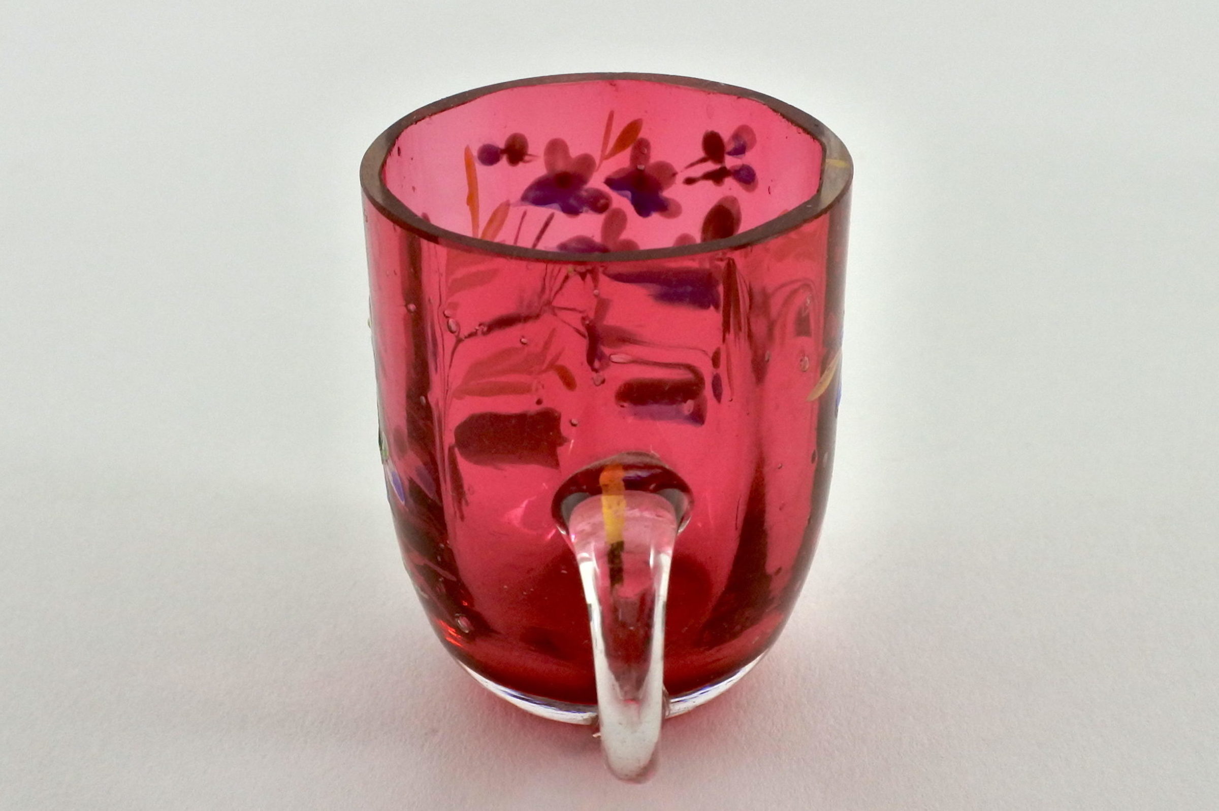 Bicchierino con manico in vetro rosso soffiato e smalti - 4