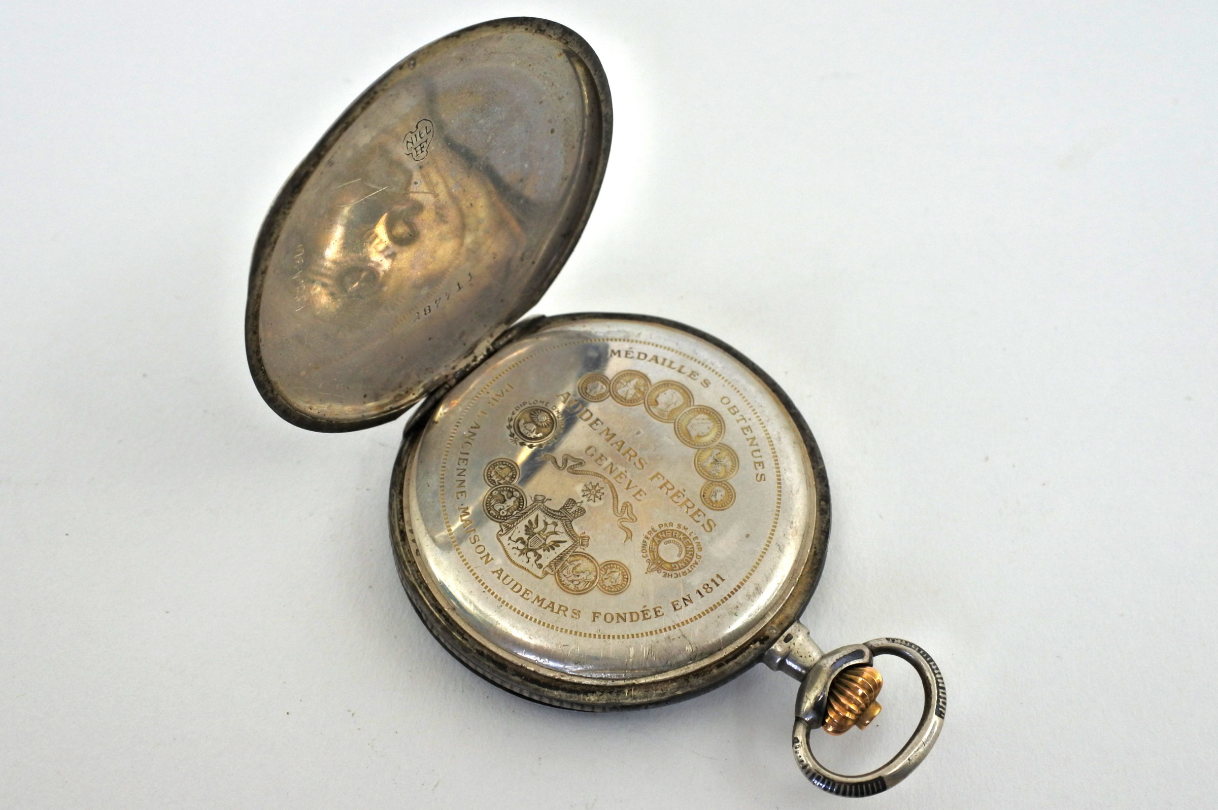 Orologio da tasca in argento e niello – Audemars Piguet Genève - 3