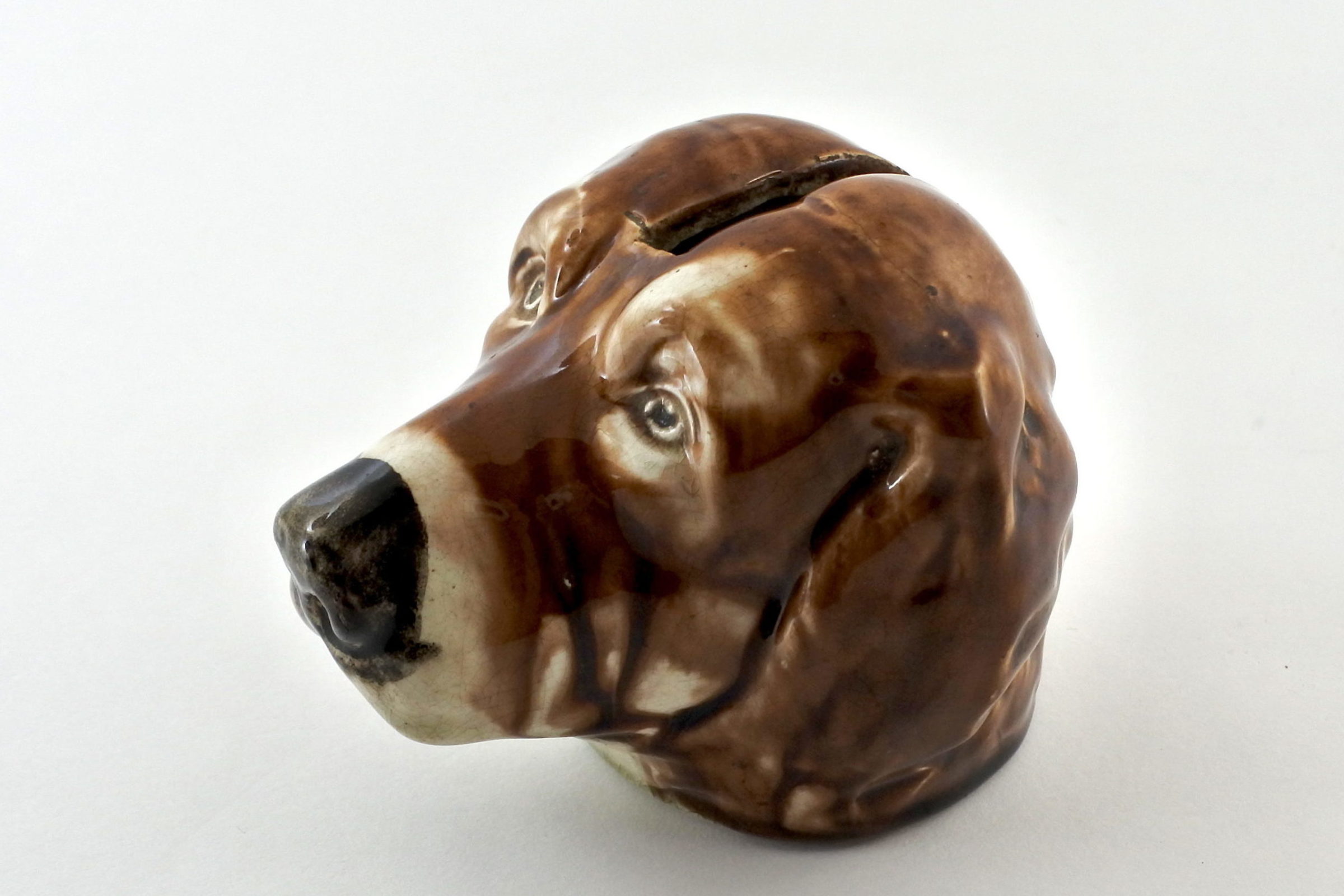 Salvadanaio in ceramica barbotine a forma di cane - 3