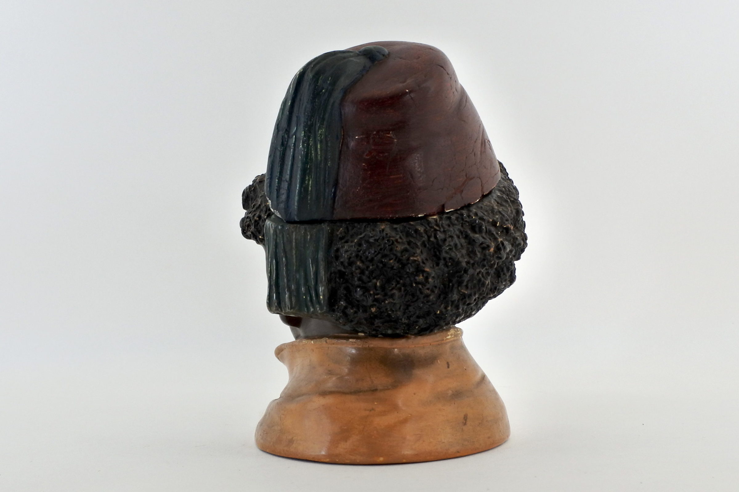 Portatabacco in ceramica rappresentante negretto con fez - 3