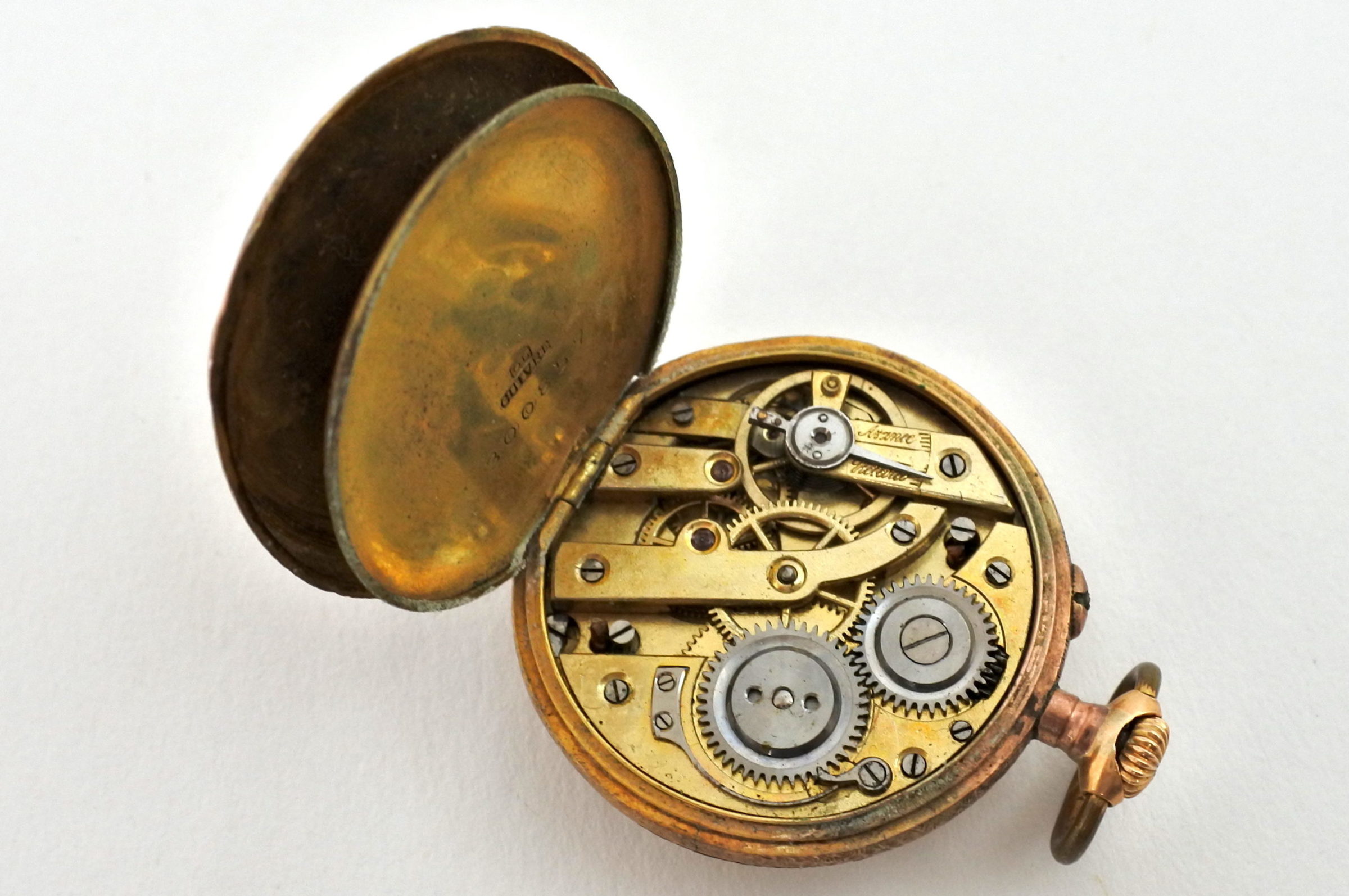 Orologio da tasca – monachina placcata oro e smalti - 3