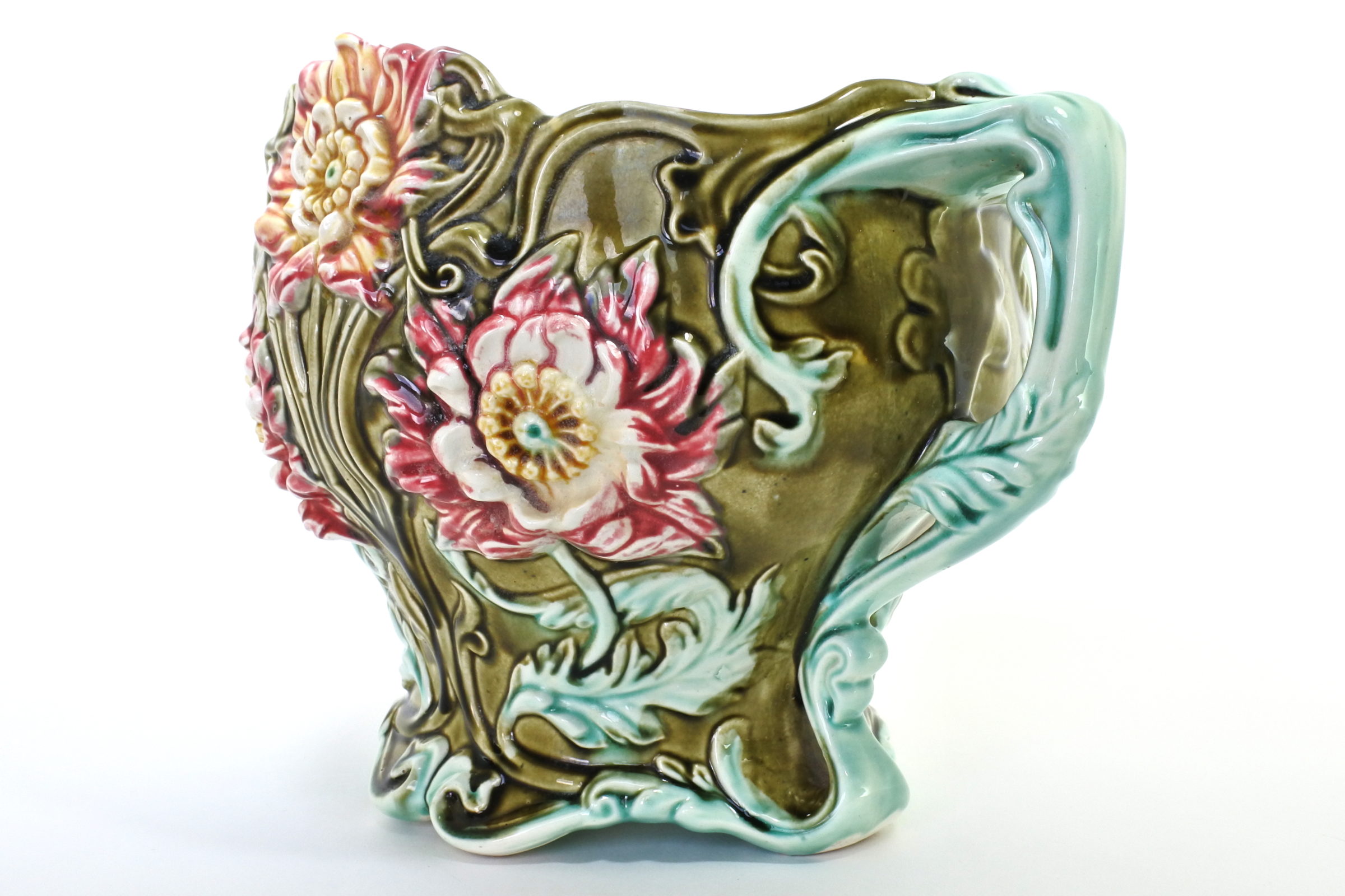 Cache pot in ceramica barbotine con fiori - Seringas - 2