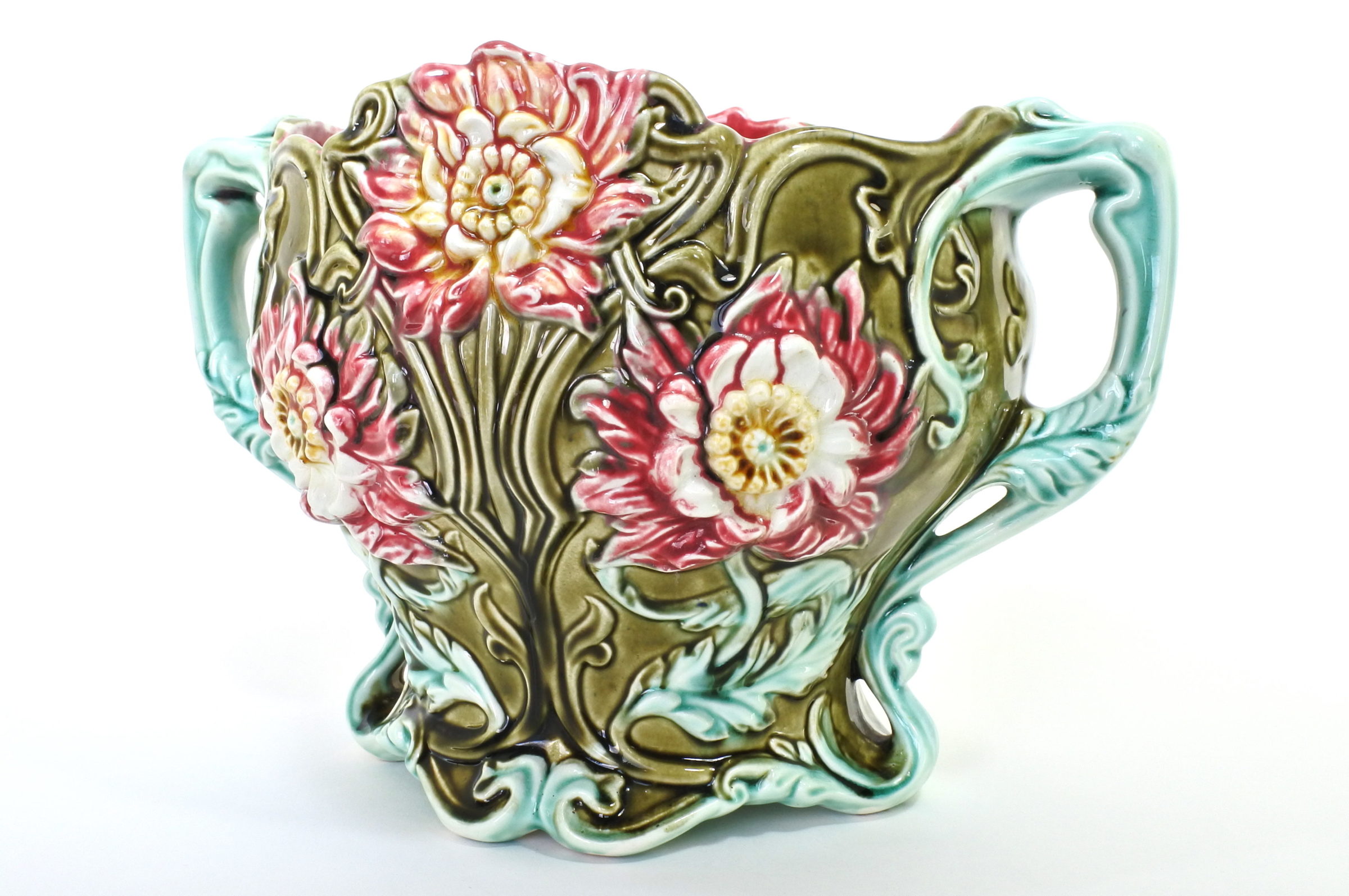 Cache pot in ceramica barbotine con fiori - Seringas - 4