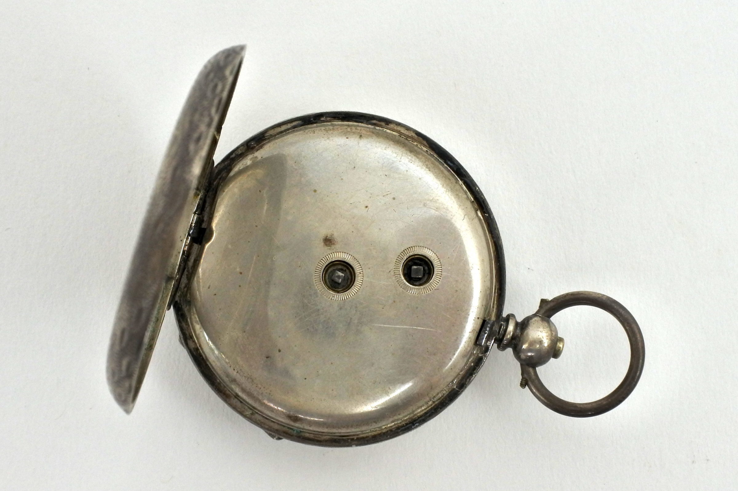 Orologio da tasca in argento con carica a chiavetta. Diametro cassa 40 mm - 2
