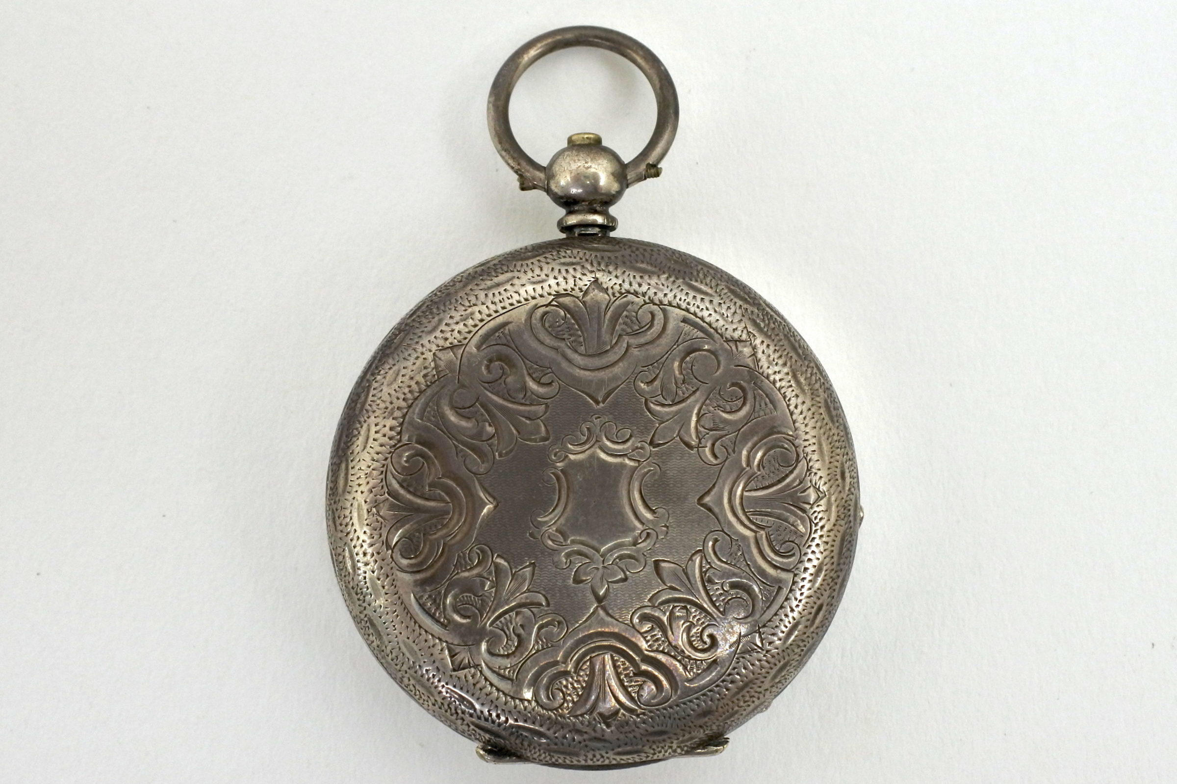 Orologio da tasca in argento con carica a chiavetta. Diametro cassa 40 mm - 5