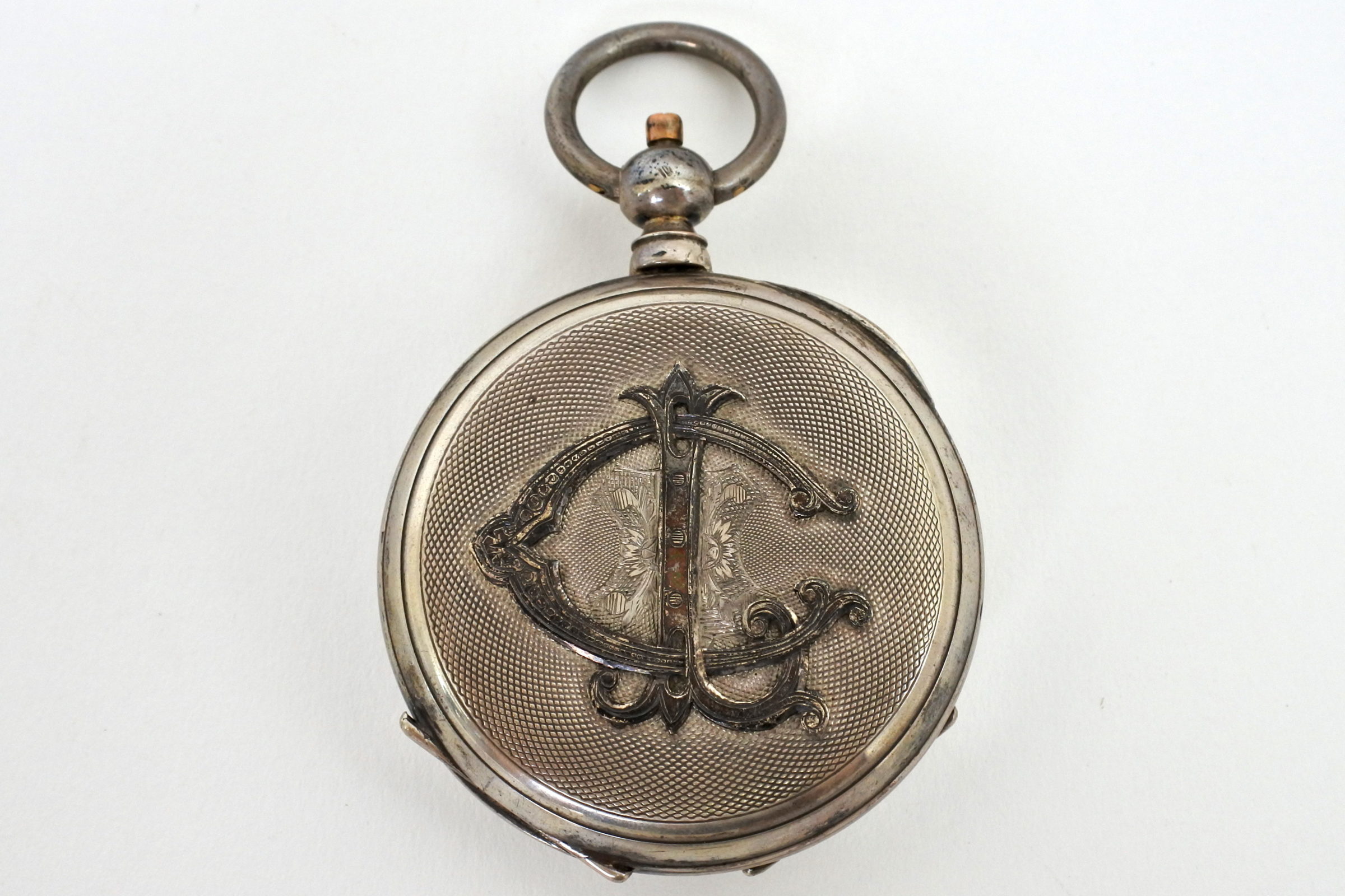 Orologio da tasca in argento con carica a chiavetta. Diametro cassa 55 mm - 5