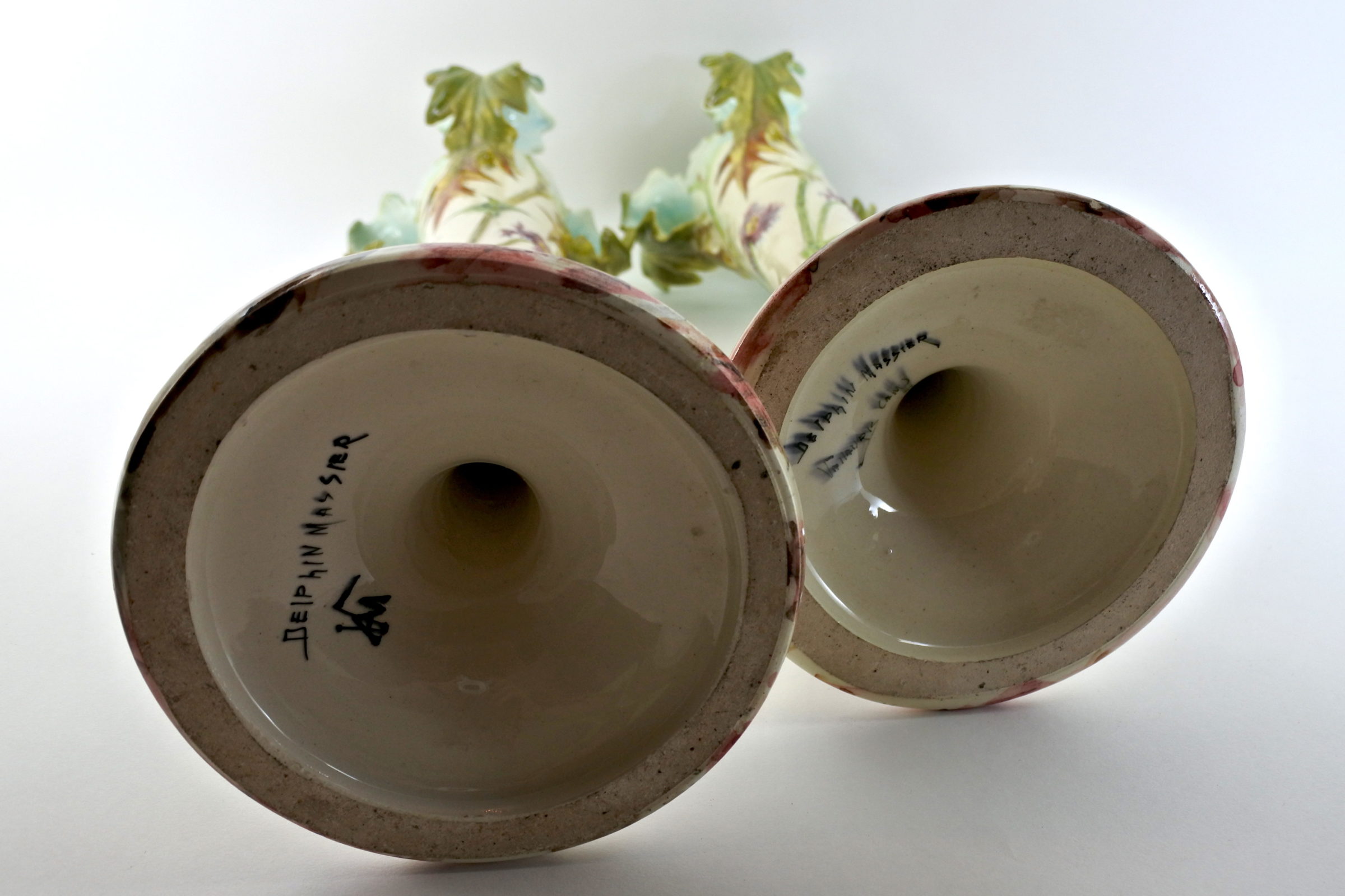 Coppia di vasi di Delphin Massier con cardi - 5