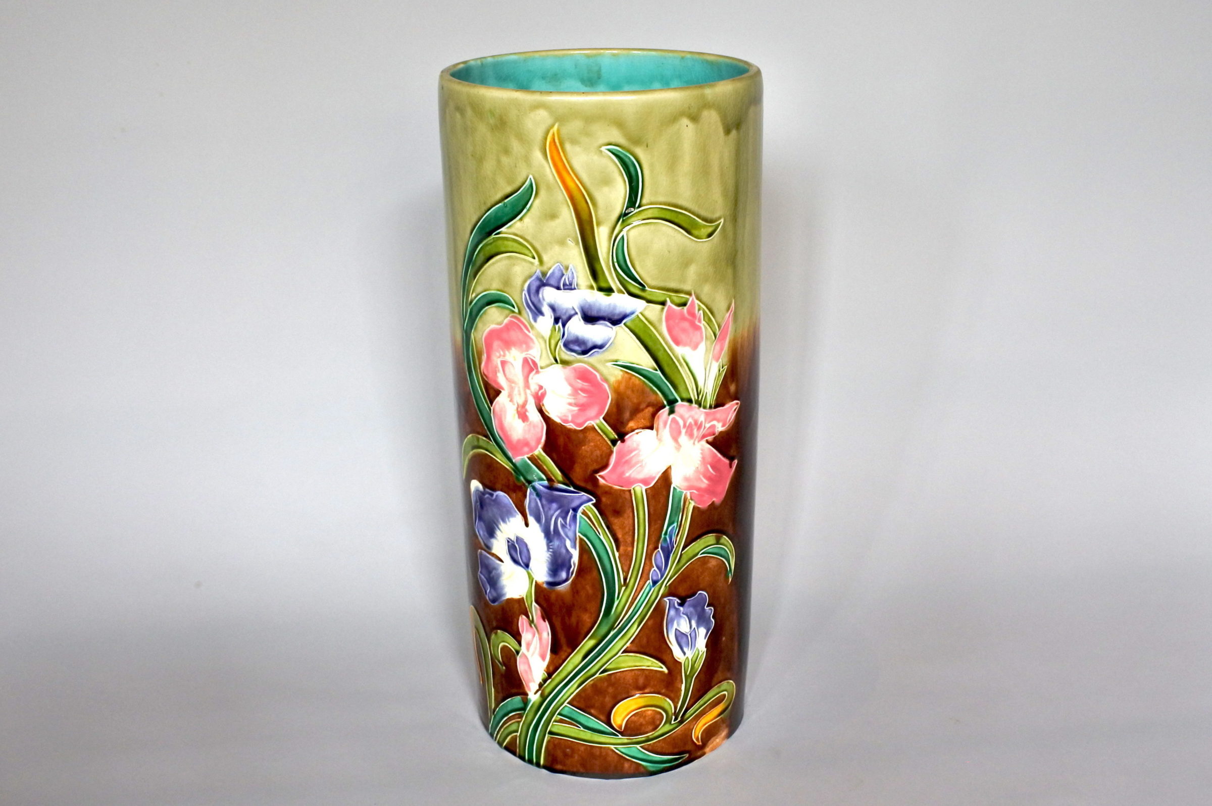 Portaombrelli in ceramica barbotine con fiori