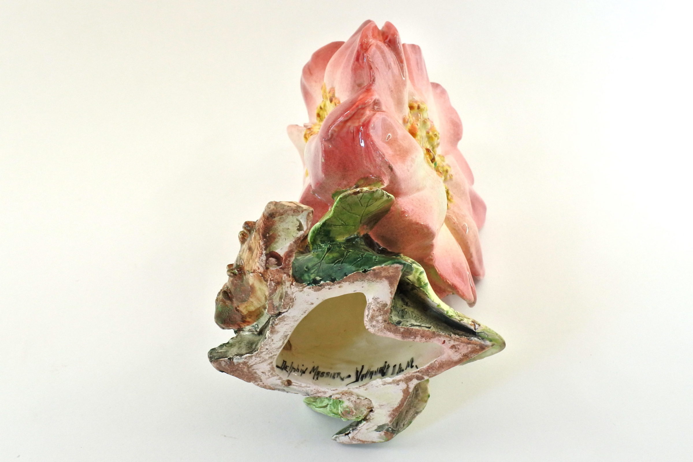 Vaso Massier in ceramica barbotine a forma di tre anemoni - Delphin Massier - 6