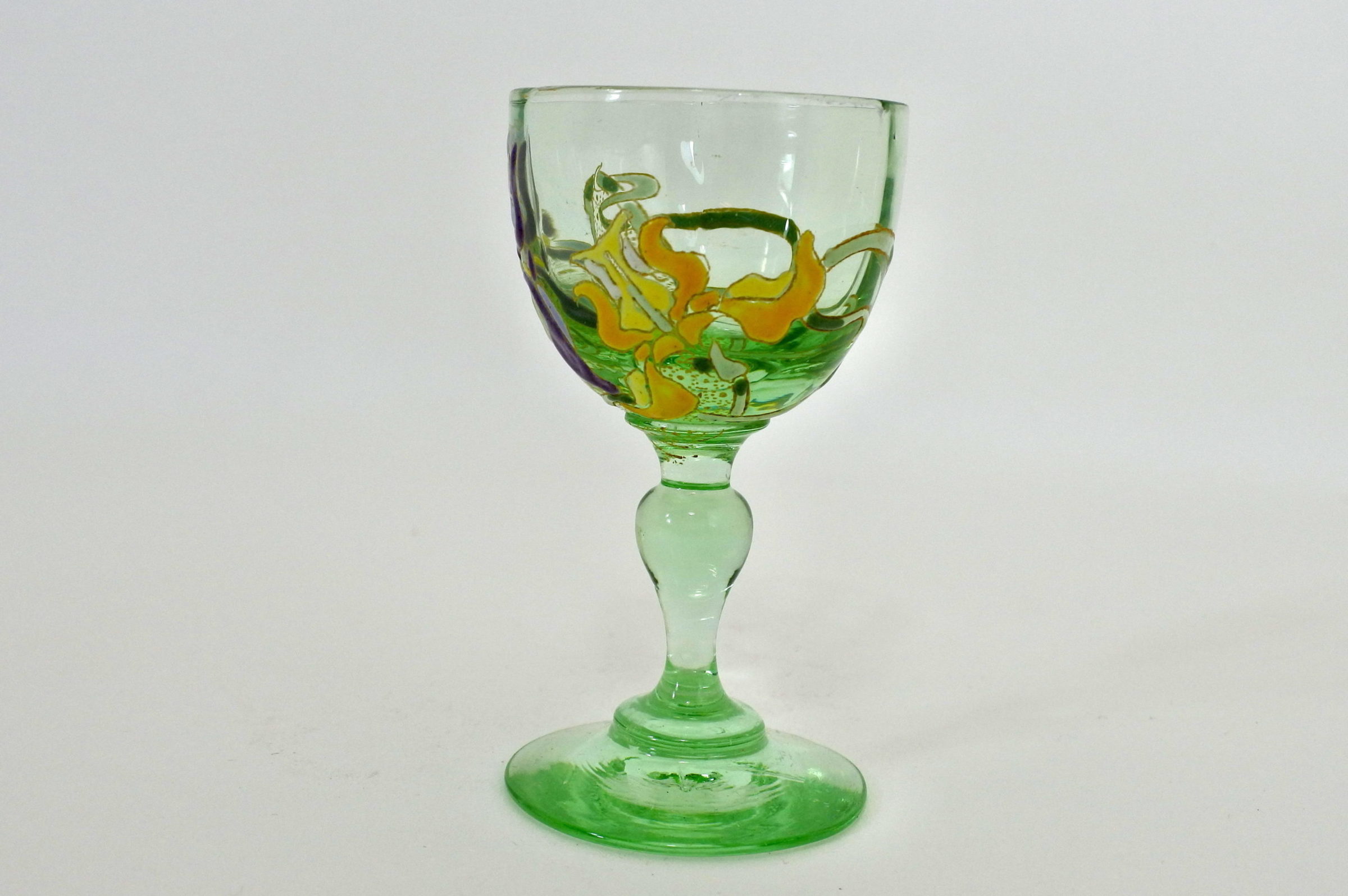 Bicchierino Legras a calice in vetro soffiato e smalti con iris - 3