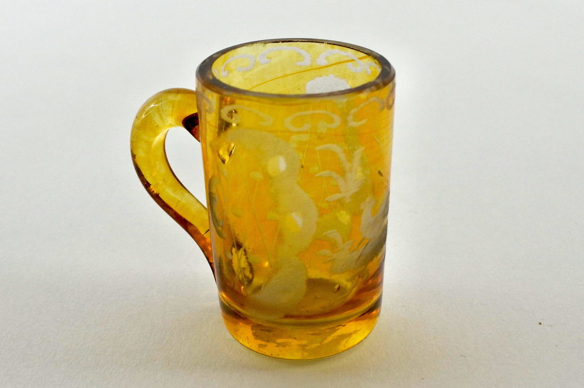 Bicchierino in vetro giallo soffiato e molato - 3