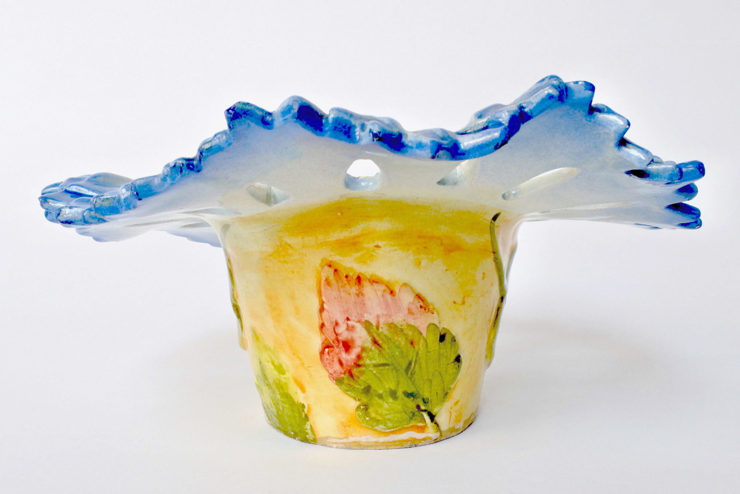 Cache pot Massier in ceramica barbotine a forma di fiordaliso - 3