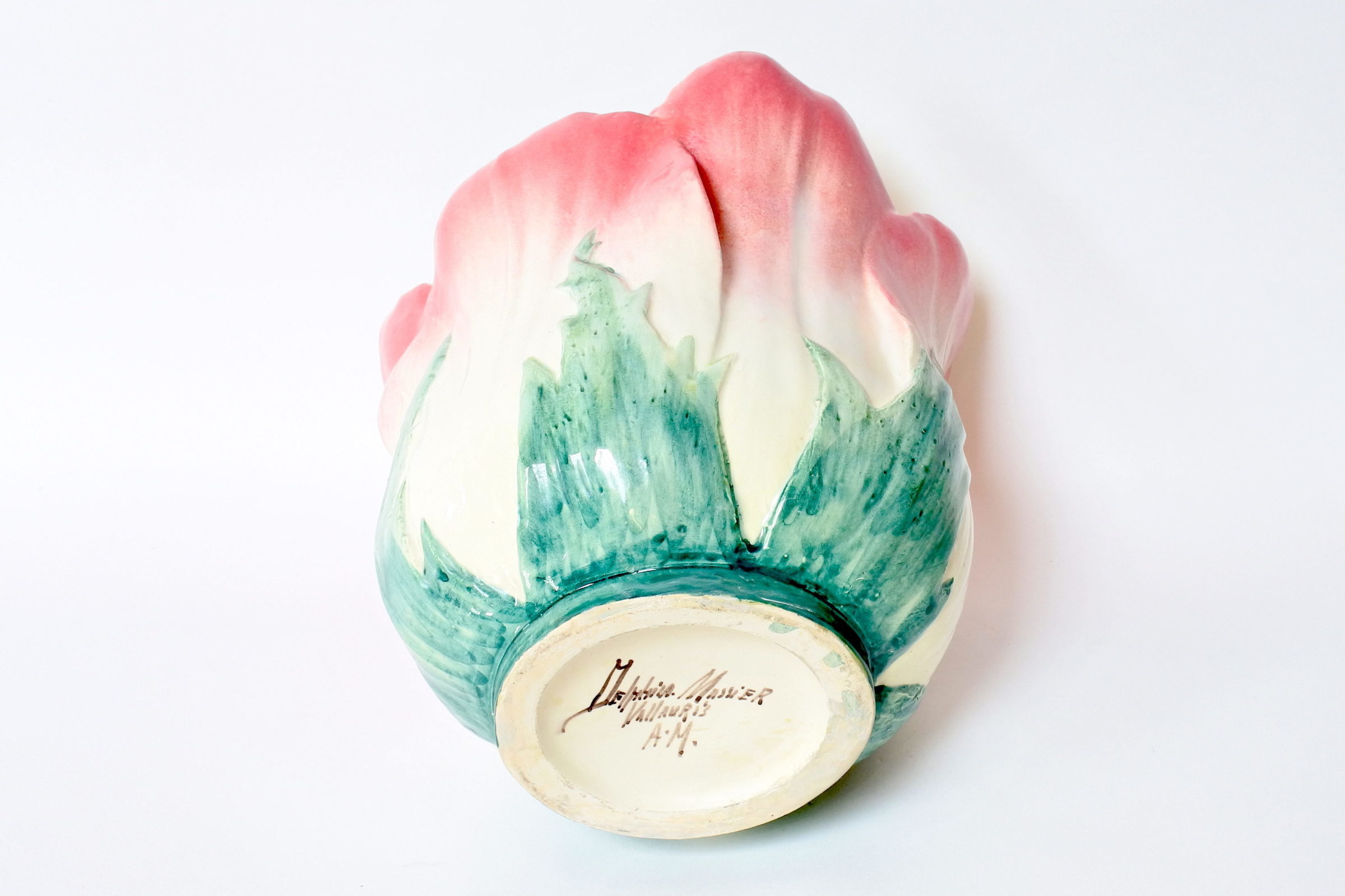 Cache pot Massier in ceramica barbotine a forma di fiore - Delphin Massier - 6