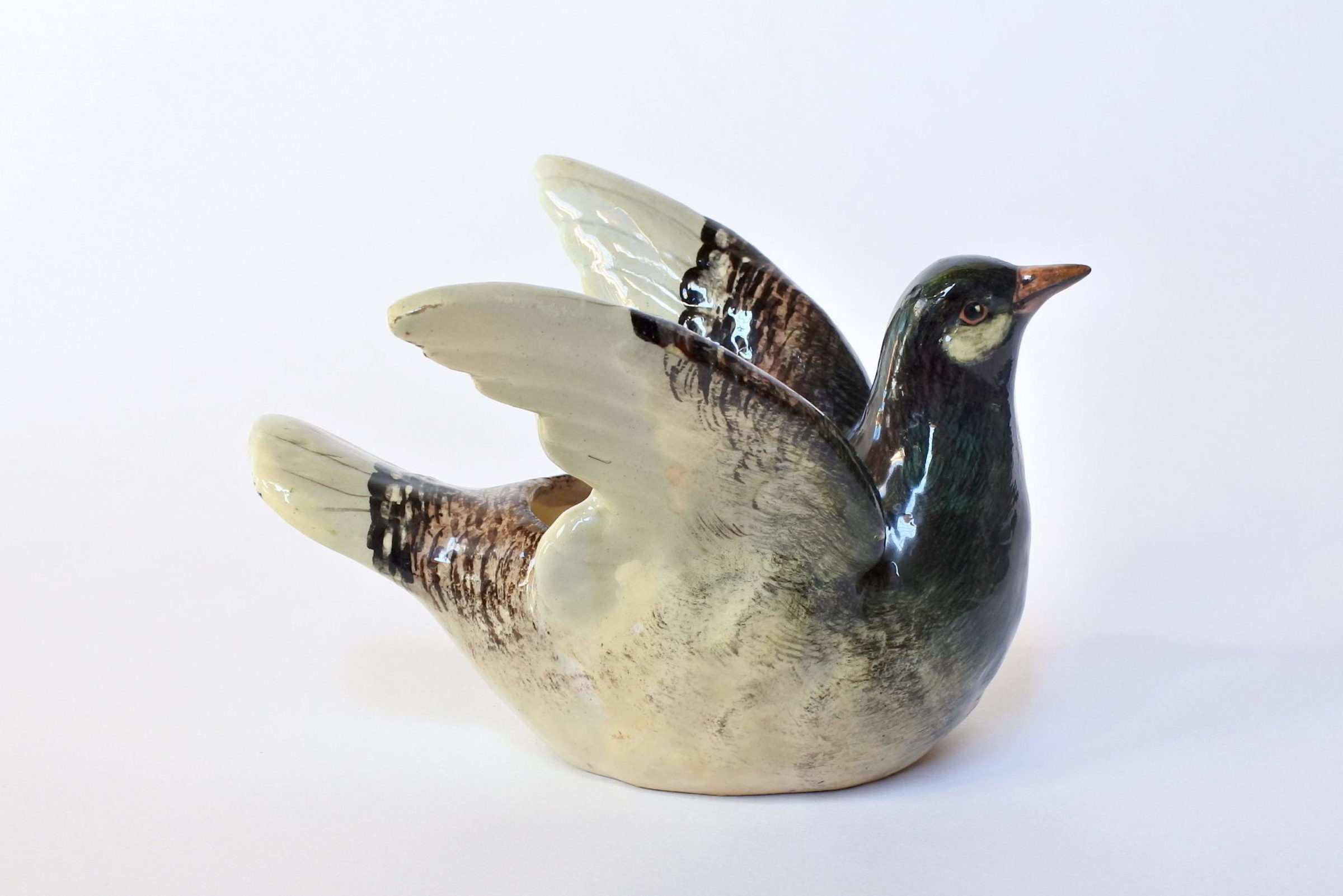 Jardinière Massier in ceramica barbotine a forma di piccione - 4