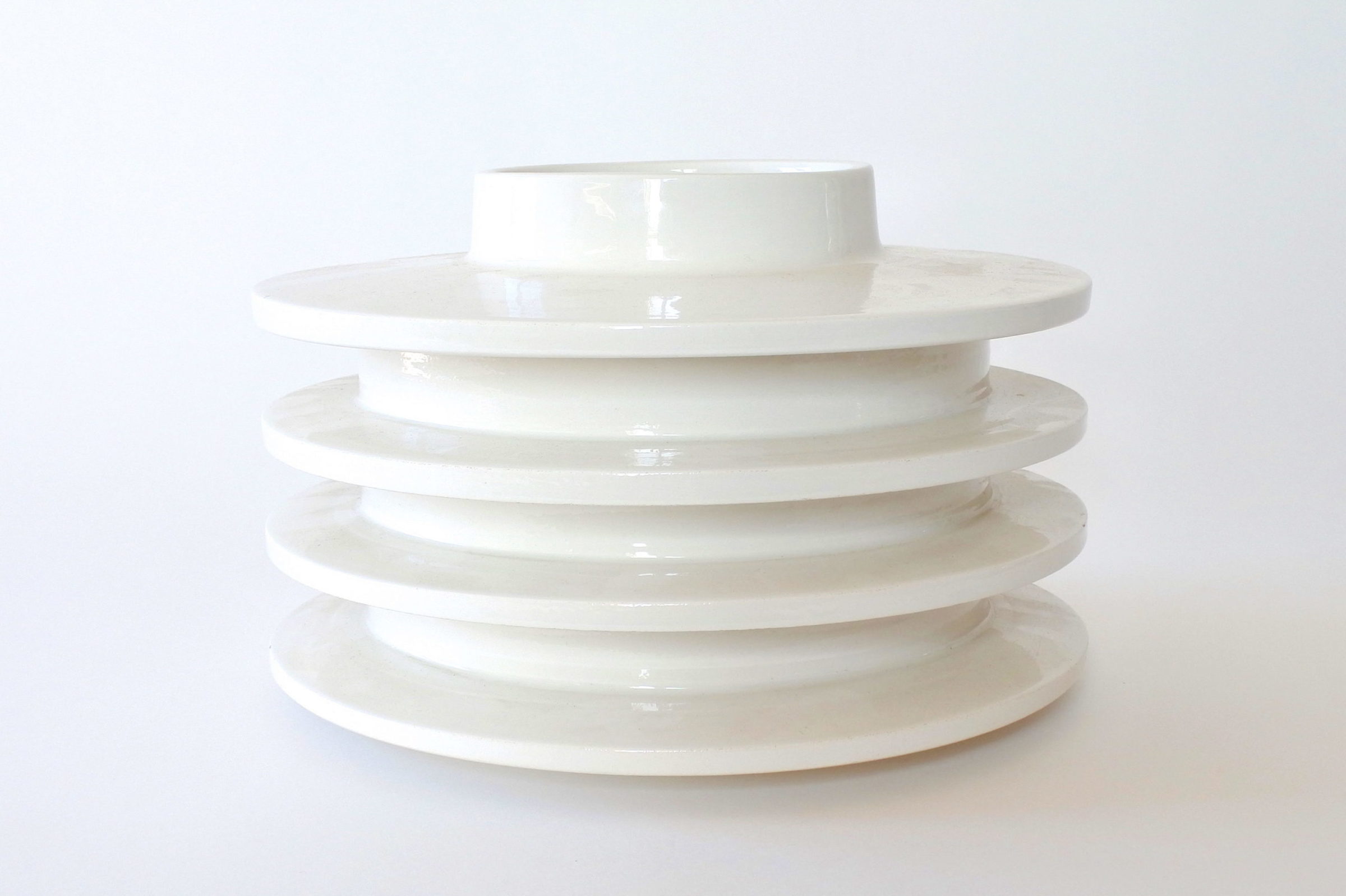 Vaso isolatore in ceramica bianca - E. Sottsass per ceramiche Bitossi