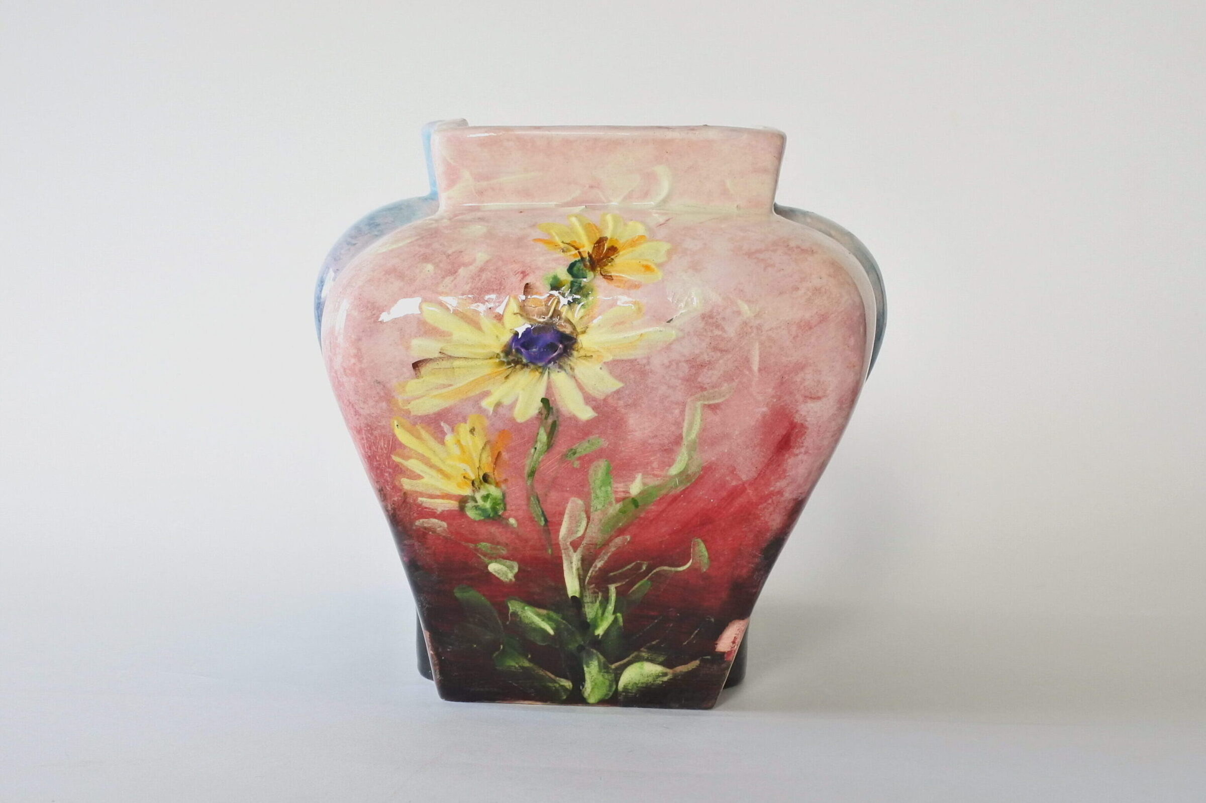 Jardinière Massier in ceramica barbotine con iris e margherite - 4