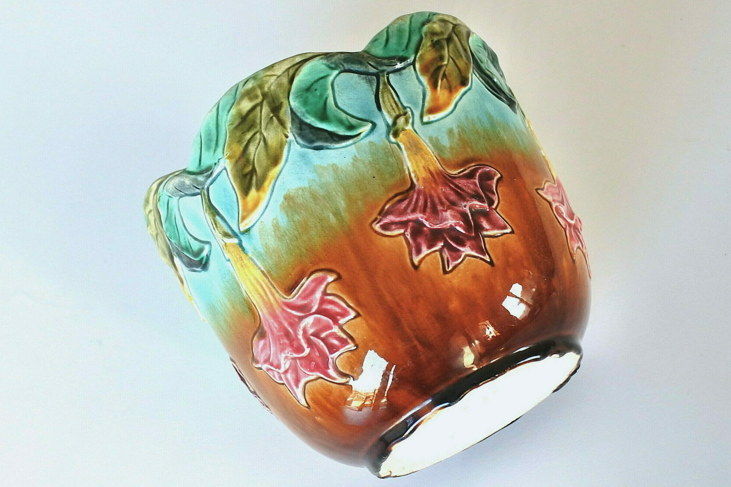 Cache pot Orchies in ceramica barbotine con fiori a tromboncino - 12